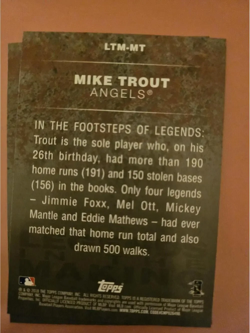 Mike Trout BLUE 2018 Topps Update Legends in the Making #LITM-MT - RAW Mint